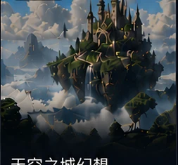 A fairytale castle floating among clouds and green islands