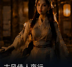 Portrait in traditional clothing with warm lantern lighting